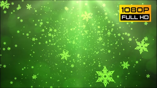 Animated Festive Green Snowflakes Seamless Loop Background