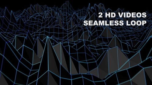 Animated Geometric Wireframe Terrain Seamless Loop Background