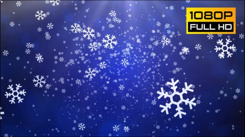 Animated Snowflakes Falling on Blue Winter Background