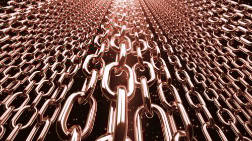 Infinite Looping Metallic Chain Pathway Background Animation