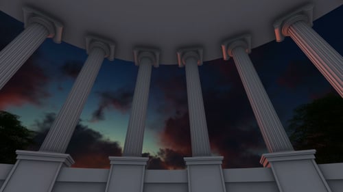 Elegant Classical Columns with Dynamic Sky Animation