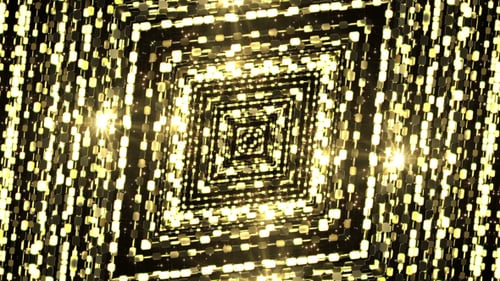 Shining Gold Geometric Tunnel Abstract Animation