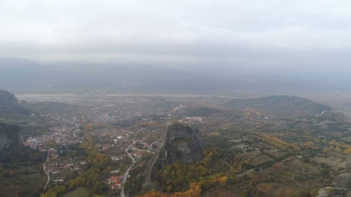 Aerial View of the Rock Formations Near Meteora Monasteries.