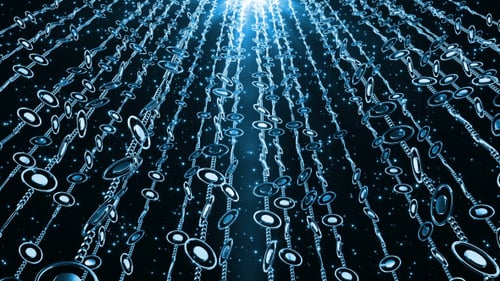 Glowing Blue Chains and Circles Digital Data Stream Loop