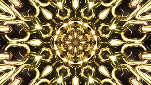 Golden Ornate Chain Kaleidoscope Abstract Loop Background