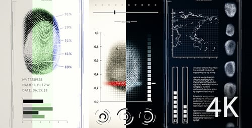 Futuristic Biometric Fingerprint Scan UI with Data Analysis
