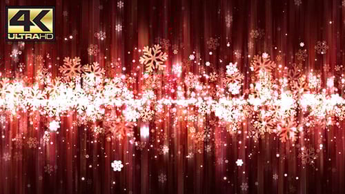 Sparkling Red Christmas Snowflakes Particle Stream Loop Background