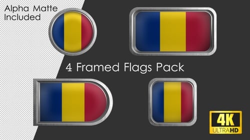 Chad National Flag Animated Icons in Metallic Frames