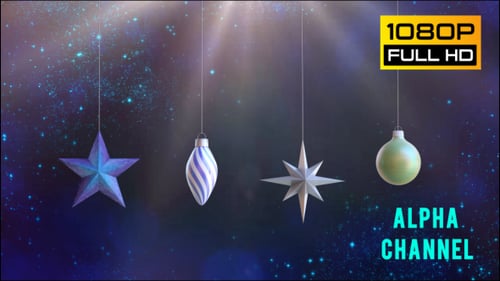 Animated Christmas Ornaments with Sparkling Background