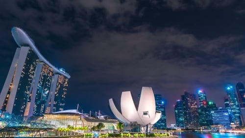 Singapore City Skyline at Night. August 2017
