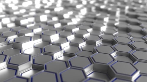 Grey and Blue Hexagonal Prisms