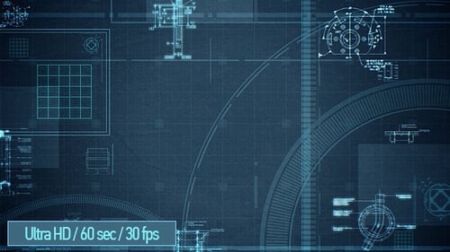 Futuristic Digital Blueprint HUD Interface Loop Background