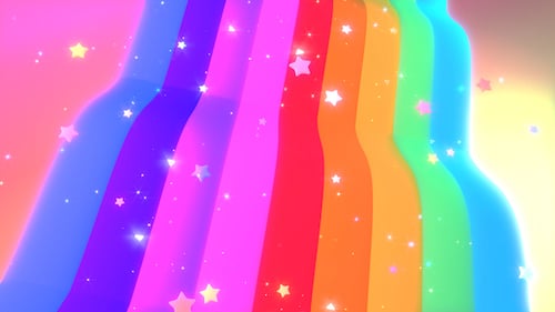 Vibrant Rainbow Abstract Background with Sparkling Particle Animation