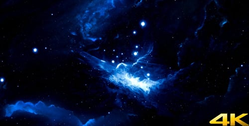 Animated Blue Nebula and Stars in Deep Space