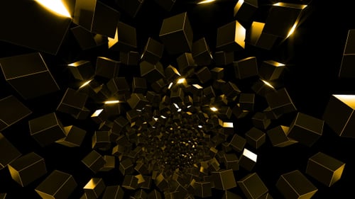 Abstract Golden Cubes Tunnel Seamless Loop Background