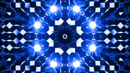 Seamless Blue Geometric Pattern Loop with Pulsing Lights