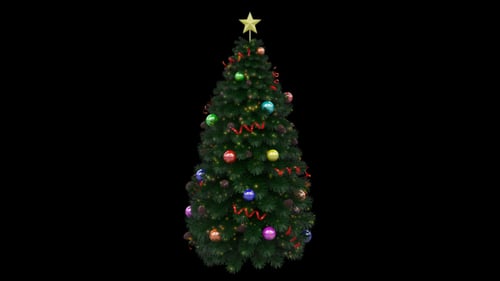 Festive Animated Christmas Tree with Twinkling Lights and Decorations