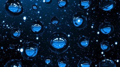 Abstract Blue Spheres in Space Loop Background