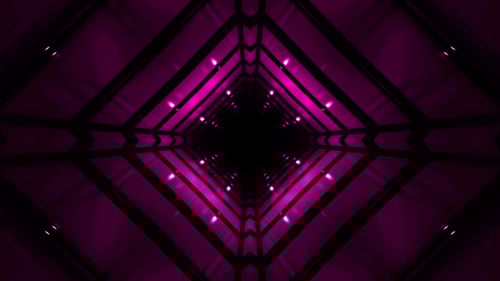 Seamless Looping Geometric Tunnel Animation with Glowing Magenta Lights