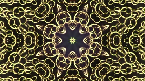 Seamless Golden Chain Kaleidoscope Abstract Geometric Loop Background