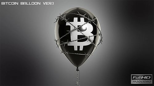 Exploding Bitcoin Balloon with Barbed Wire