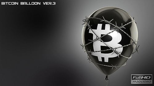 Bitcoin Balloon Popping with Barbed Wire 3D Animation