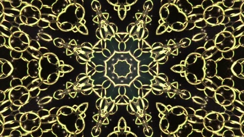 Golden Geometric Kaleidoscope Rings Animation Background