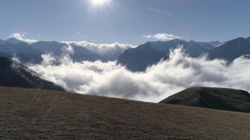 Mountains and Clouds Aerial Scenic Landscape
