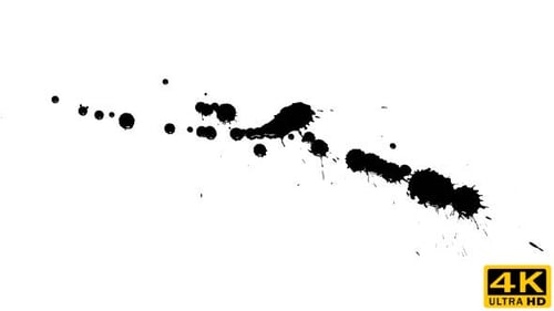 Animated Black Ink Splatters on White Background