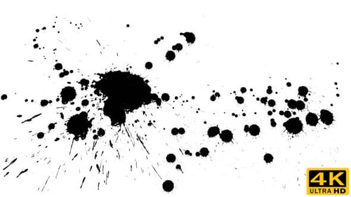 Abstract Black Ink Splatters on White Background