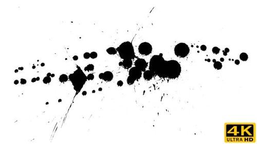 Dynamic Black Ink Splatters on White Background