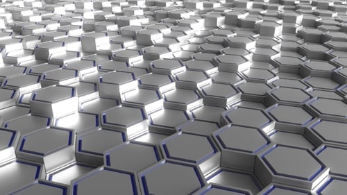 Gray and Blue Hexagonal Prisms