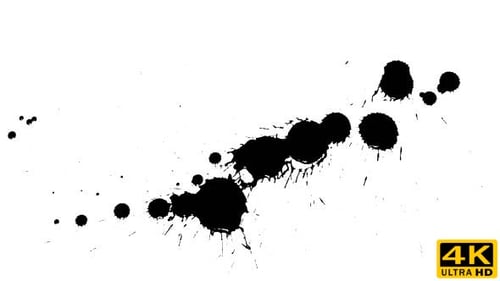 Black Ink Drops Spreading on White Background