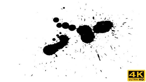 Black Ink Drops Spreading on White Background