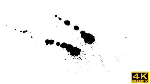 Animated Black Ink Splatters on a White Background