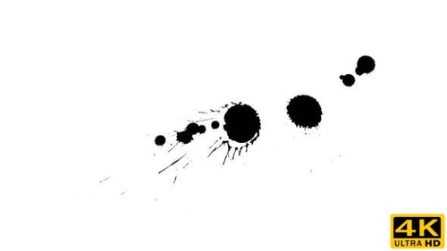 Black Ink Drops and Splatters on White Background