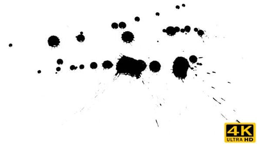 Black Ink Splatters on White Background