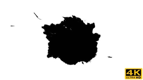 Spreading Black Ink Blot on White Background