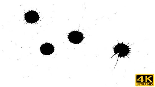Dynamic Black Ink Splatters on White Background