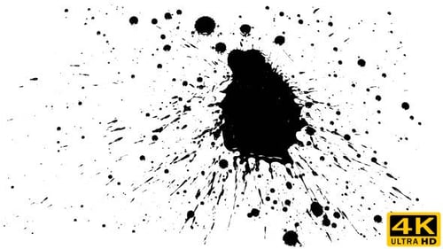 Abstract Ink Splatter Animation on White Background