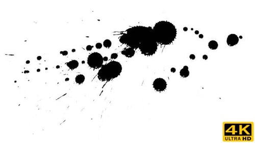 Black Ink Splatter on White Background Animation