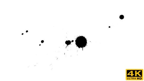 Dynamic Black Ink Splatters on White Background