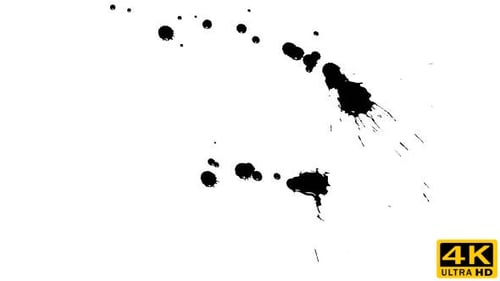 Dynamic Black Ink Splatters on White Background