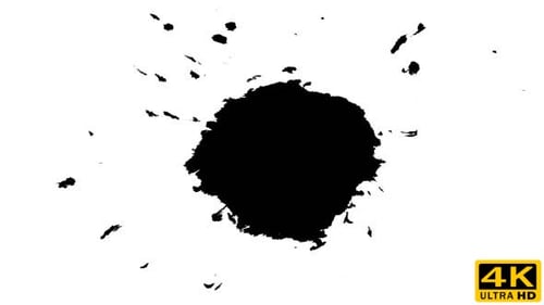 Spreading Black Ink Blot on White Background
