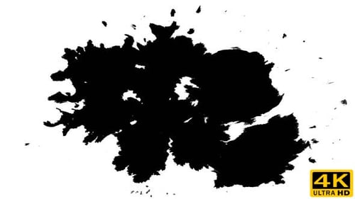 Spreading Black Ink Blot on White Surface