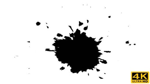 Expanding Black Ink Blot on White Background