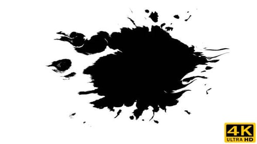 Expanding Ink Blot Abstract Animation on White