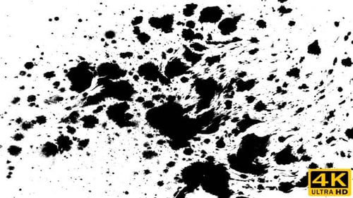 Dynamic Black Ink Splatters on White Background