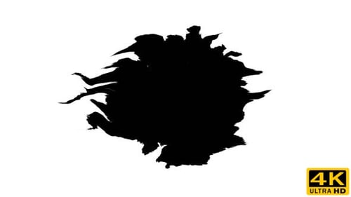 Black Ink Blot Expanding Outwards on White Background