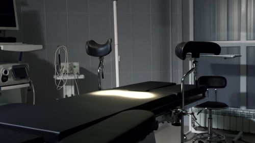 Operating Table in a Modern Hospital Turning Lights
